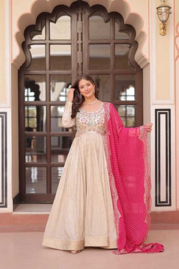 jacquard KESH491 9249 Gowns Wedding Collections Festive Collections Wholesale Printed Gowns Embroidered Gown Gown With Dupatta