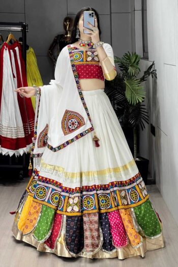 Vyomini Kutchi Work Lehenga | 6-Meter Flair Navratri Chaniya Choli with Real Mirror Dupatta