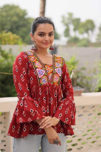 Vyomini Cotton Kurti – Casual Short Printed Kurti for Women | Stylish Daily Wear Cotton Kurti | Trendy Short Kurti for Office & College